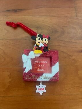 Disney Store 2008 Mickey Minnie Our First Christmas Photo Ornament